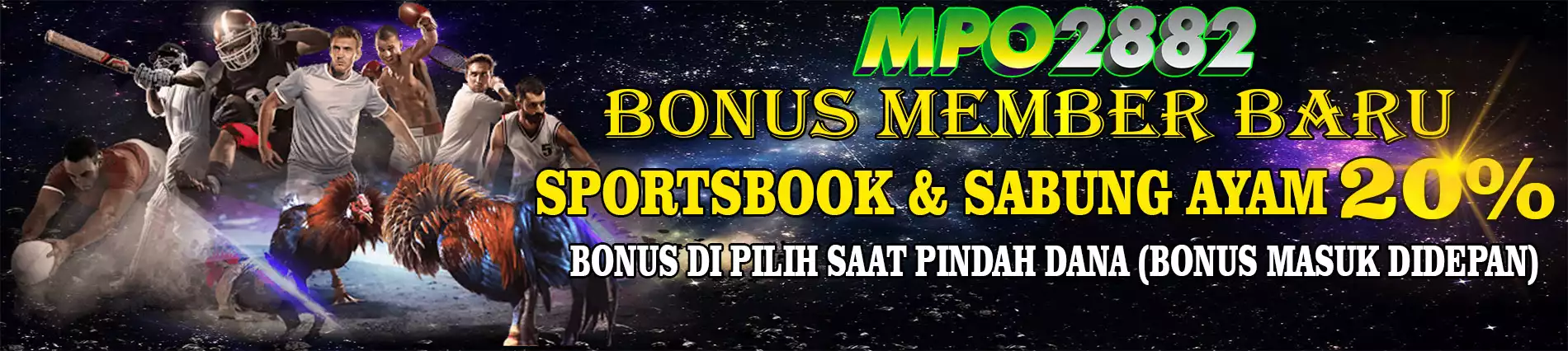 Bonus Member Baru Sportsbook & Sabung Ayam 20%