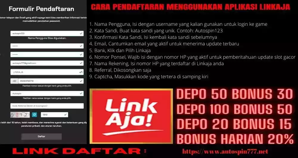 CARA PENDAFTARAN MENGGUNAKAN APLIKASI LINKAJA DI SITUS AUTOSPIN777