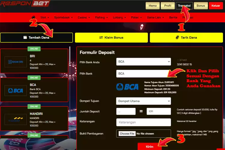 2. CARA DEPOSIT DI RESPONBET